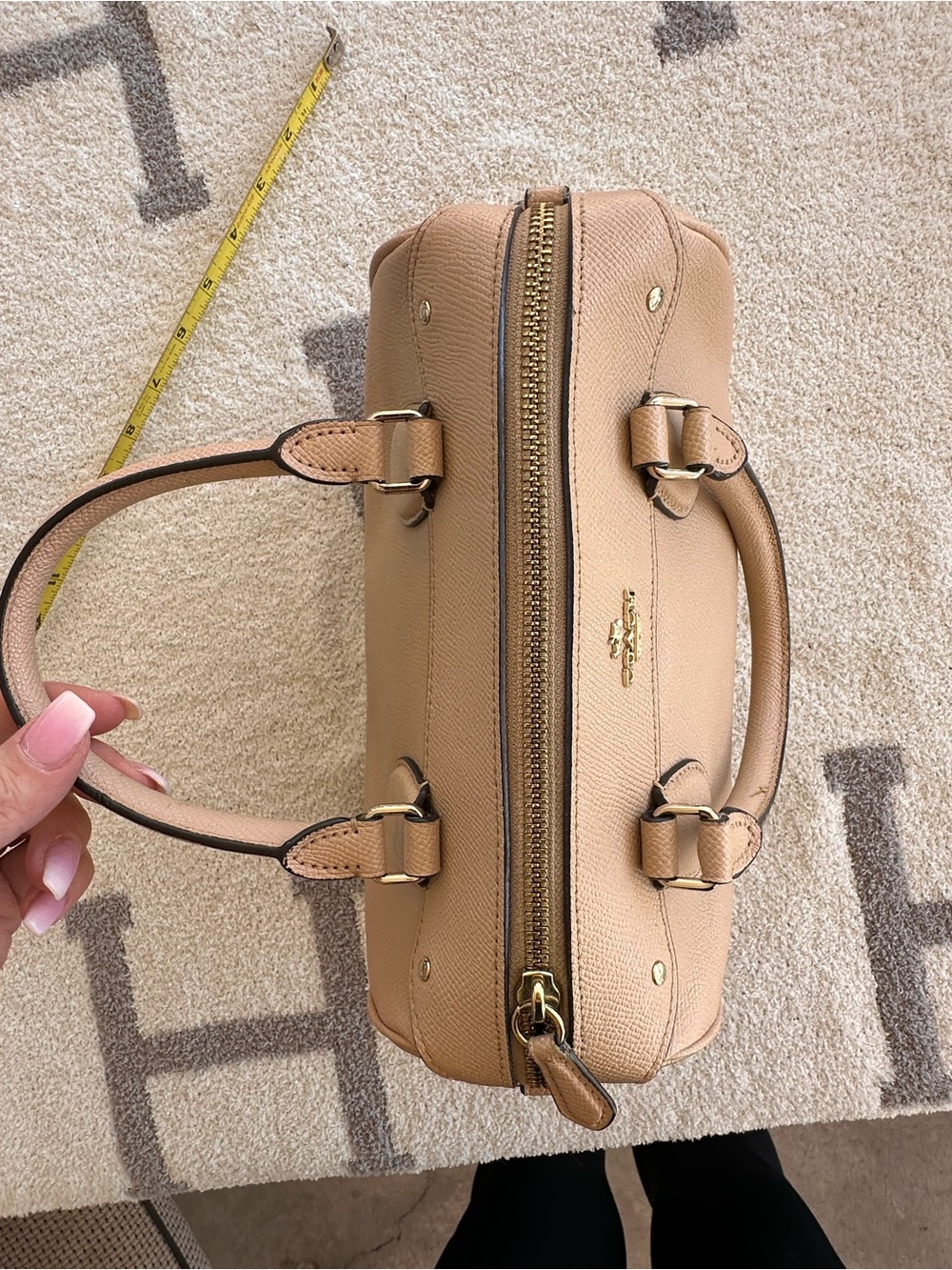 Coach Tan Pebbled Leather Mini Satchel with Gold Hardware - Picture 7 of 13